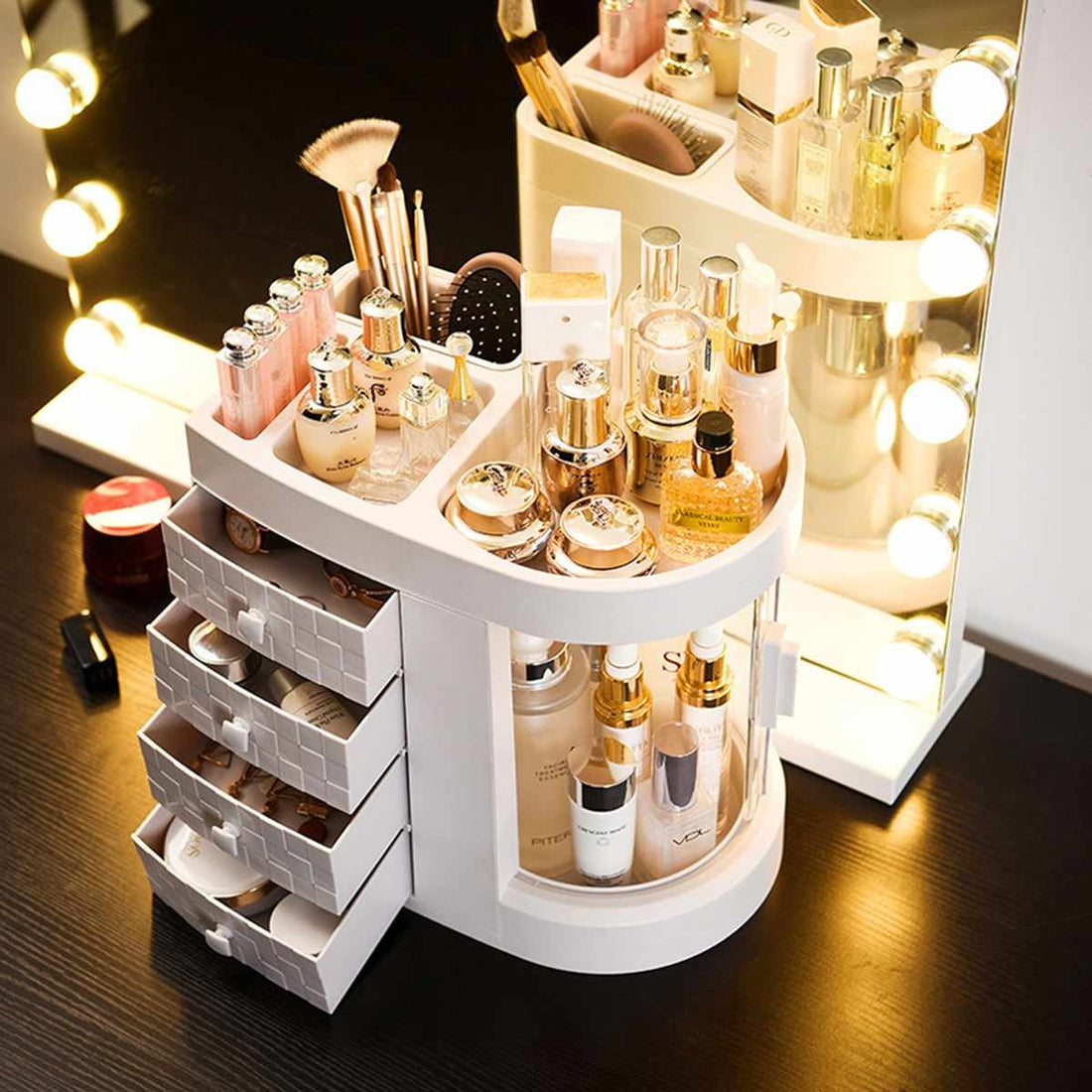 Clovoshop Family Combined Desktop Cosmetic Storage Box – Dustproof, 120L