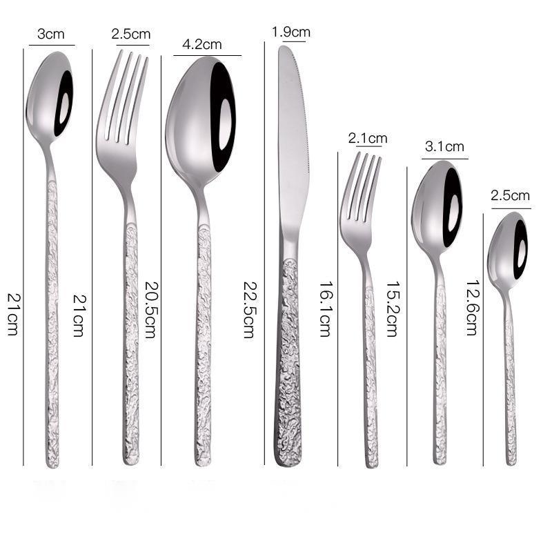Clovoshop Embossed Textured Handle Steak Cutlery – Western Style Stainless Steel