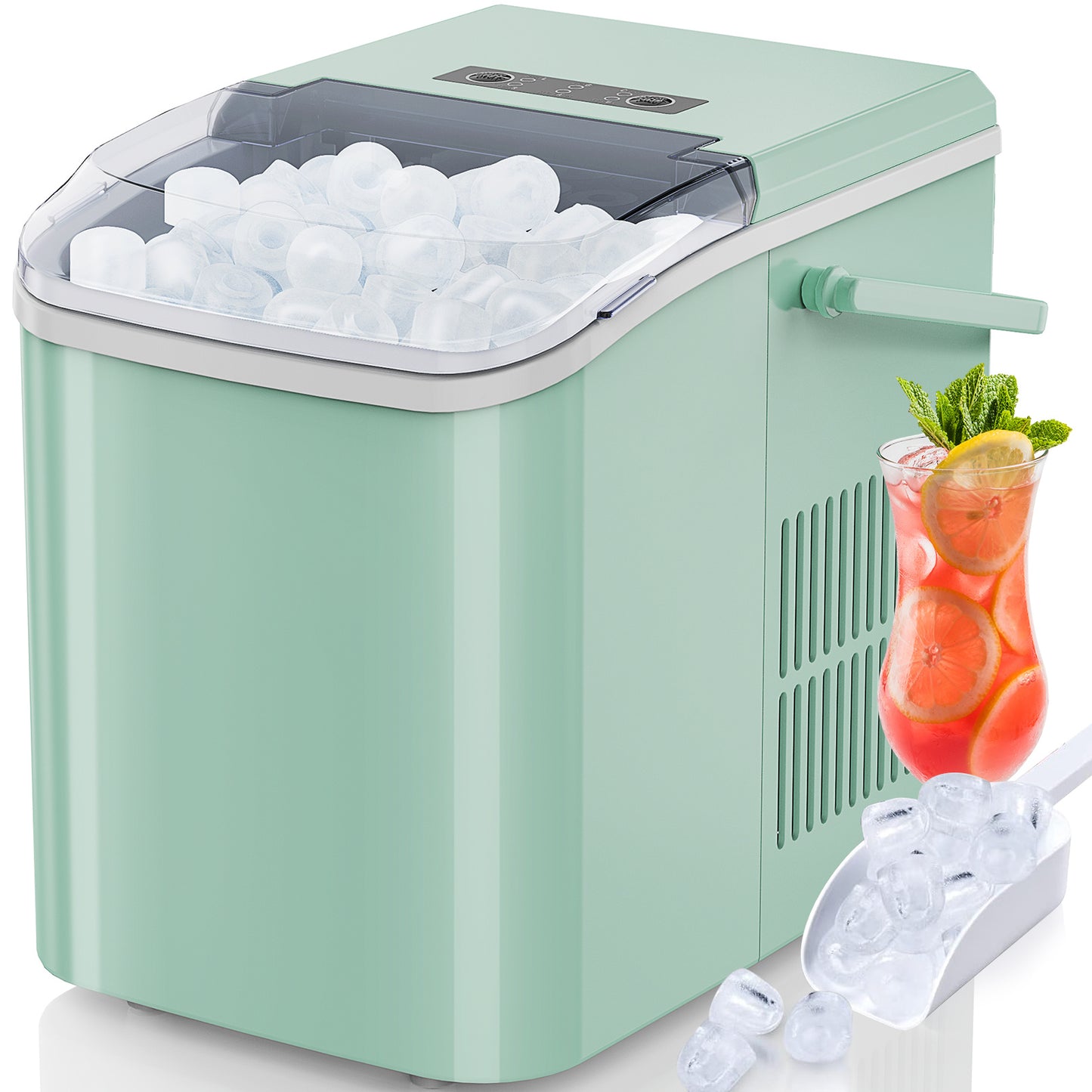 Clovoshop Portable Ice Maker – Bullet Ice in 9 Minutes, Self-Cleaning