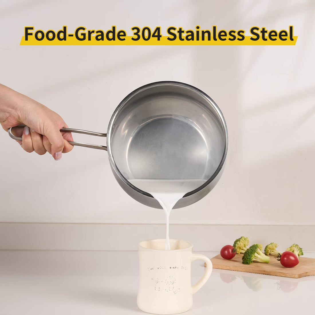 Clovoshop WANGYUANJI Non-Stick Stainless Steel Saucepan with Lid, 2.85QT – For All Stoves