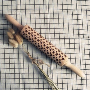 Clovoshop Rolling Pin Christmas Embossing – Non-Stick Wooden Pin for Baking