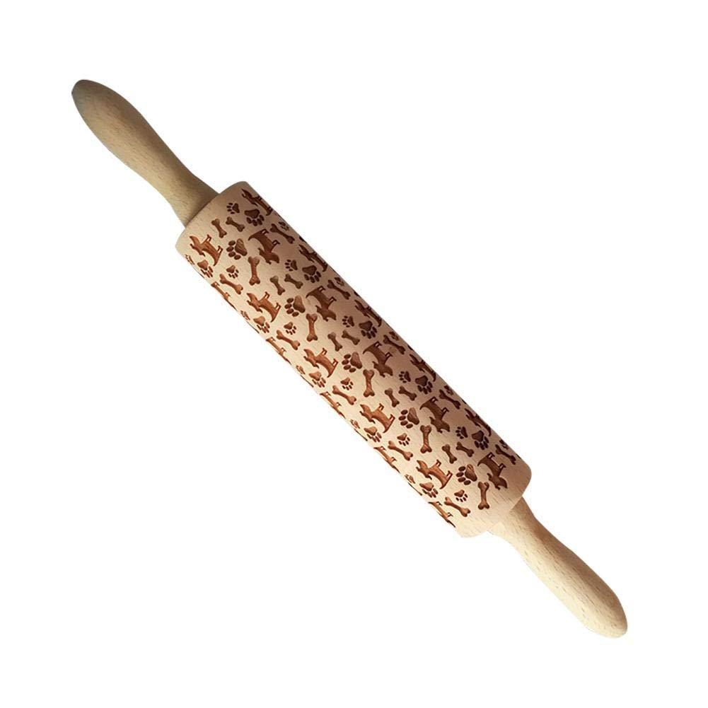 Clovoshop Rolling Pin Christmas Embossing – Non-Stick Wooden Pin for Baking