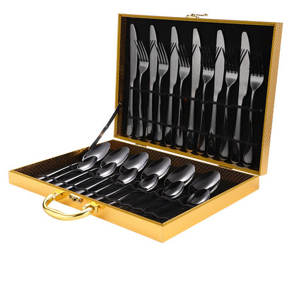 Clovoshop High-End 24-Piece Tableware Set – Stainless Steel Knife, Fork, Spoon
