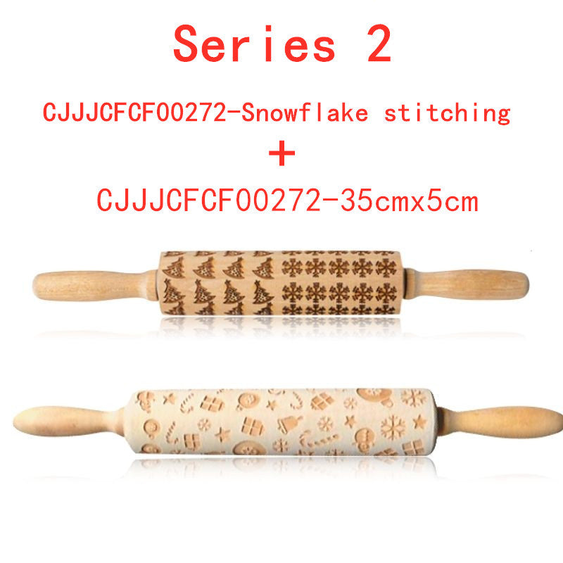Clovoshop Rolling Pin Christmas Embossing – Non-Stick Wooden Pin for Baking