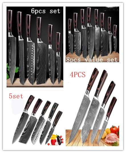 ClovoShop Carpenter’s Special 6-Piece & 8-Piece Kitchen Knife Set – Stainless Steel Chef Knife