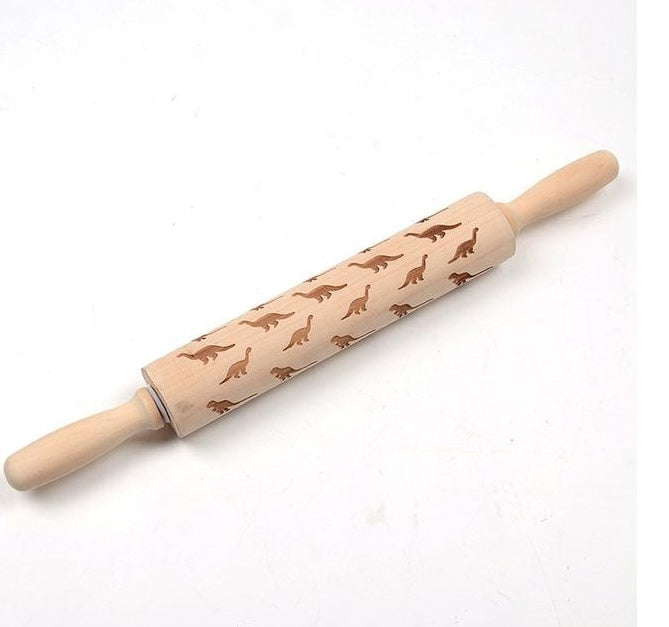 Clovoshop Rolling Pin Christmas Embossing – Non-Stick Wooden Pin for Baking