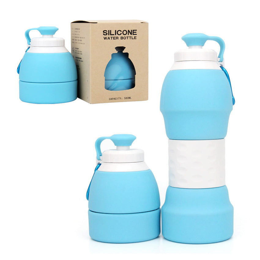 Clovoshop Silicone Folding Water Bottle – Portable 580ML for Travel & Sports