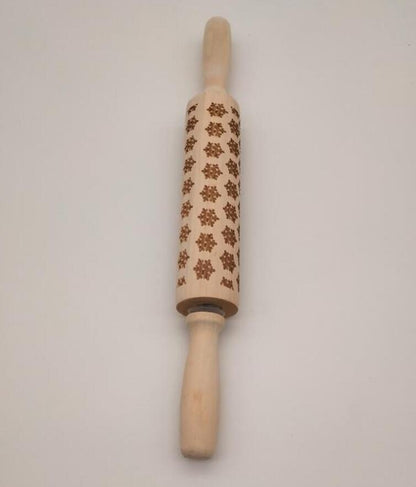 Clovoshop Rolling Pin Christmas Embossing – Non-Stick Wooden Pin for Baking