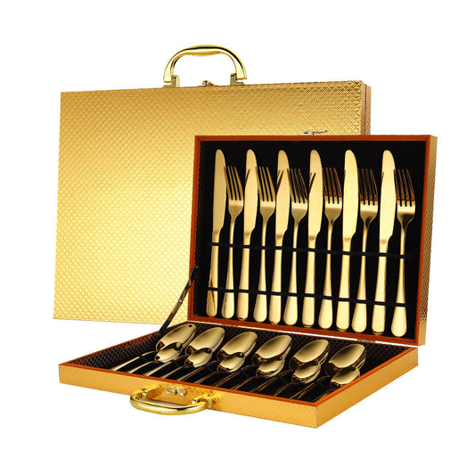 Clovoshop High-End 24-Piece Tableware Set – Stainless Steel Knife, Fork, Spoon