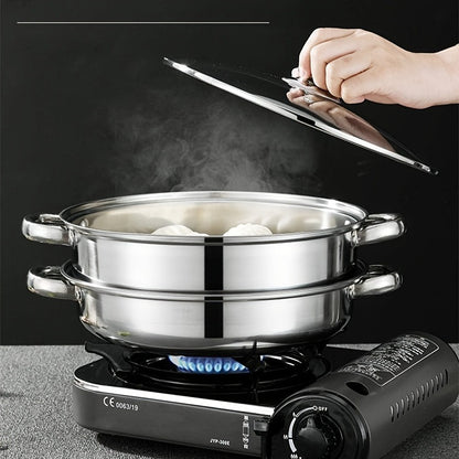 Clovoshop Stainless Steel Steamer Set – Double-Layer, Induction & Gas