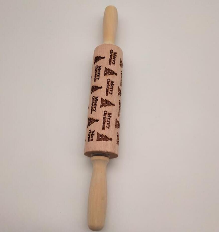 Clovoshop Rolling Pin Christmas Embossing – Non-Stick Wooden Pin for Baking