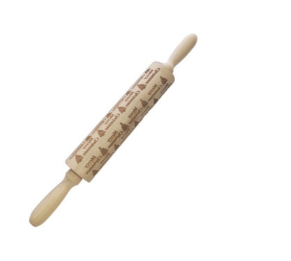 Clovoshop Rolling Pin Christmas Embossing – Non-Stick Wooden Pin for Baking