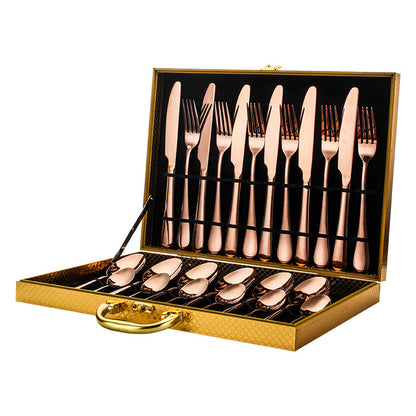 Clovoshop High-End 24-Piece Tableware Set – Stainless Steel Knife, Fork, Spoon
