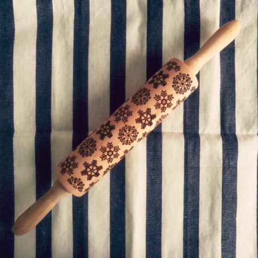 Clovoshop Rolling Pin Christmas Embossing – Non-Stick Wooden Pin for Baking