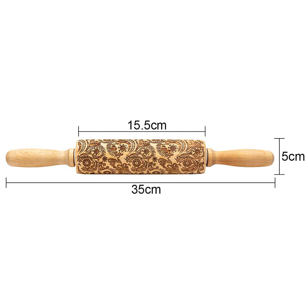 Clovoshop Rolling Pin Christmas Embossing – Non-Stick Wooden Pin for Baking