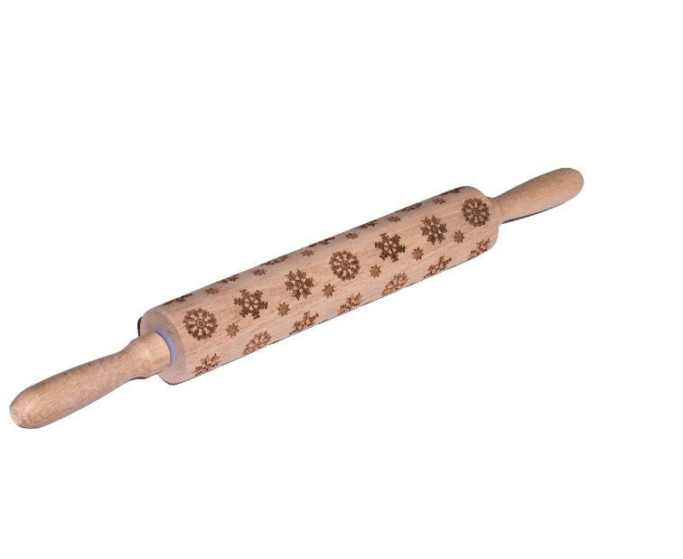 Clovoshop Rolling Pin Christmas Embossing – Non-Stick Wooden Pin for Baking