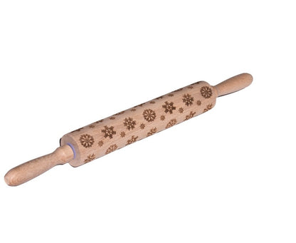 Clovoshop Rolling Pin Christmas Embossing – Non-Stick Wooden Pin for Baking
