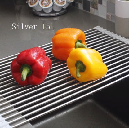 Clovoshop Folding Kitchen Drain Sink Rack – Stainless Steel, Space-Saving