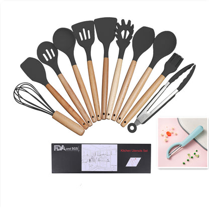 Clovoshop Wooden Handle Silicone Cooking Utensils Set – 5 Pcs