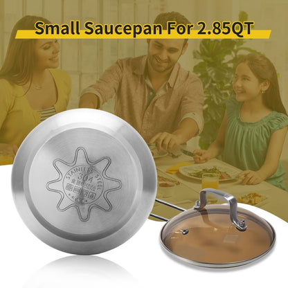 Clovoshop WANGYUANJI Non-Stick Stainless Steel Saucepan with Lid, 2.85QT – For All Stoves