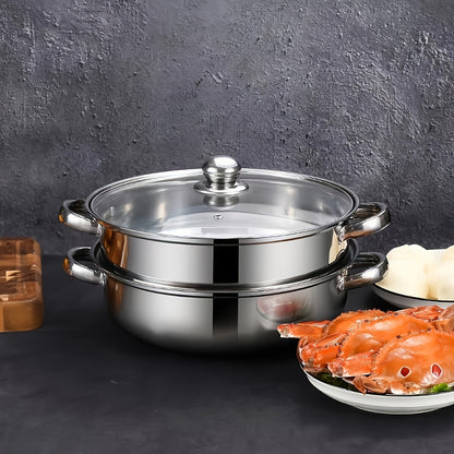Clovoshop Stainless Steel Steamer Set – Double-Layer, Induction & Gas