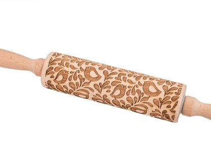 Clovoshop Rolling Pin Christmas Embossing – Non-Stick Wooden Pin for Baking