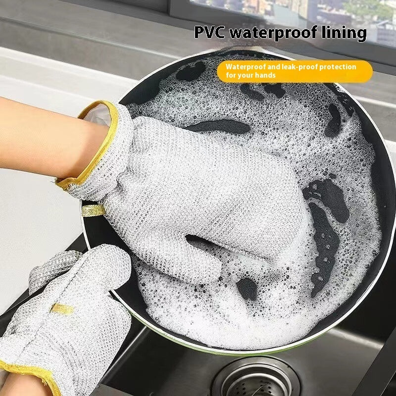 Steel Wire Dishwashing Gloves Kitchen Multi-functional Durable Cleaning Gloves