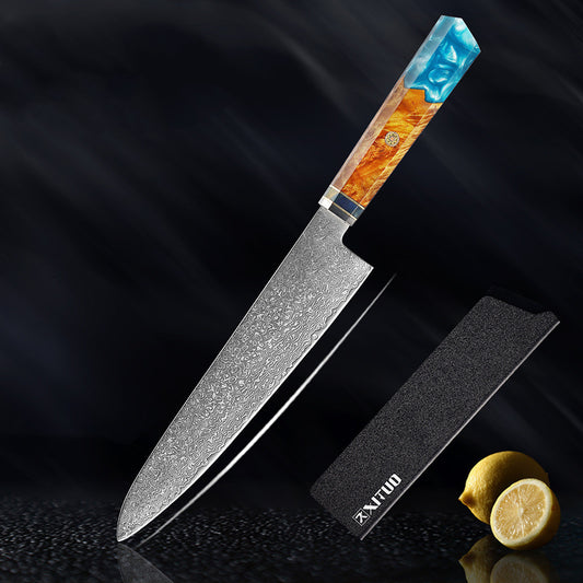 Clovoshop Damascus Steel Kitchen Knife Set – Chef & Santoku Knife