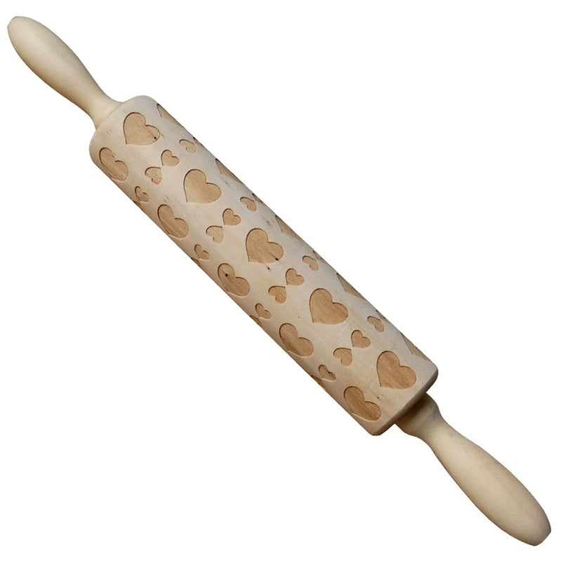 Clovoshop Rolling Pin Christmas Embossing – Non-Stick Wooden Pin for Baking