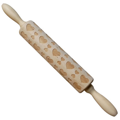 Clovoshop Rolling Pin Christmas Embossing – Non-Stick Wooden Pin for Baking