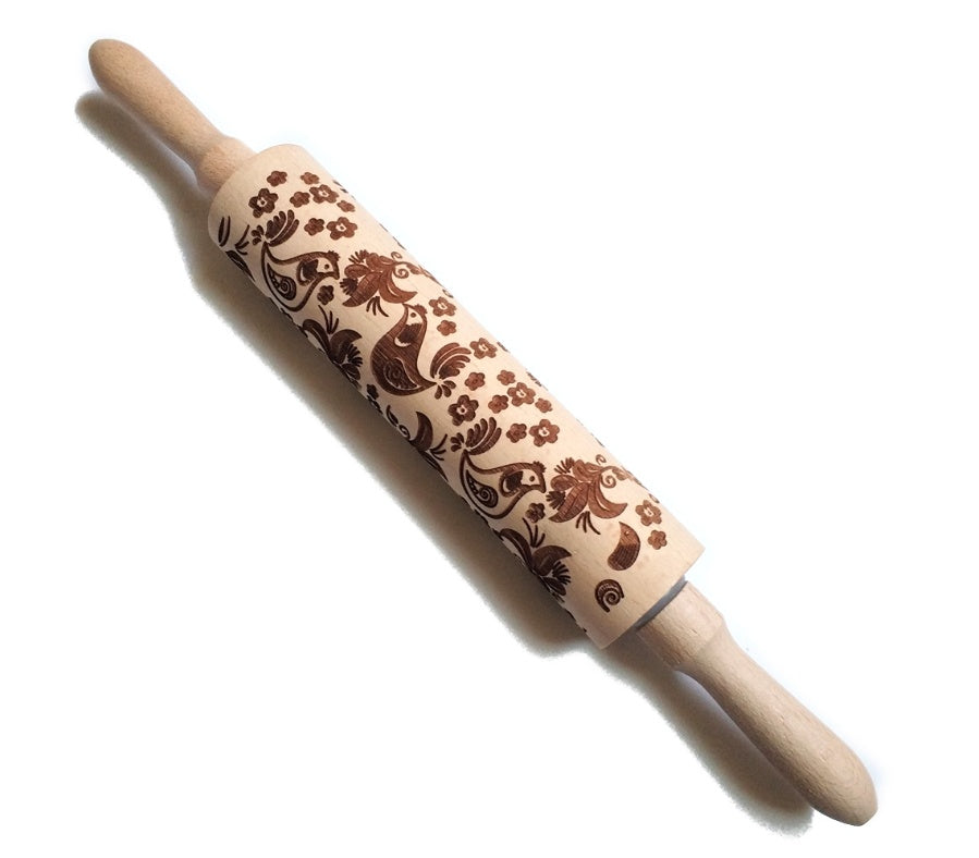 Clovoshop Rolling Pin Christmas Embossing – Non-Stick Wooden Pin for Baking