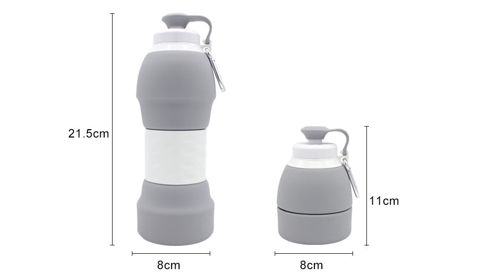 Clovoshop Silicone Folding Water Bottle – Portable 580ML for Travel & Sports