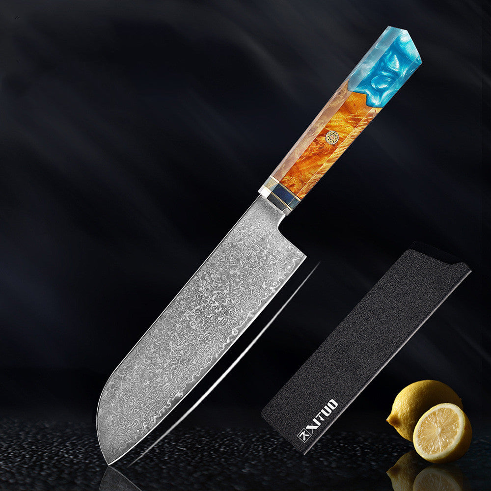 Clovoshop Damascus Steel Kitchen Knife Set – Chef & Santoku Knife