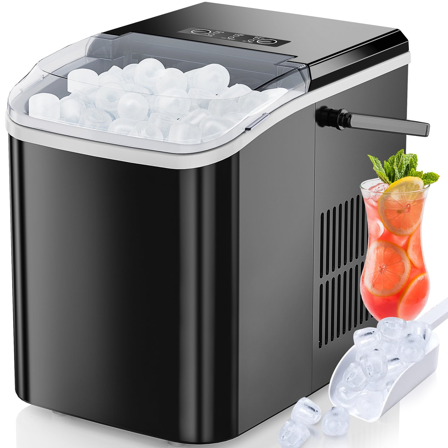 Clovoshop Portable Ice Maker – Bullet Ice in 9 Minutes, Self-Cleaning