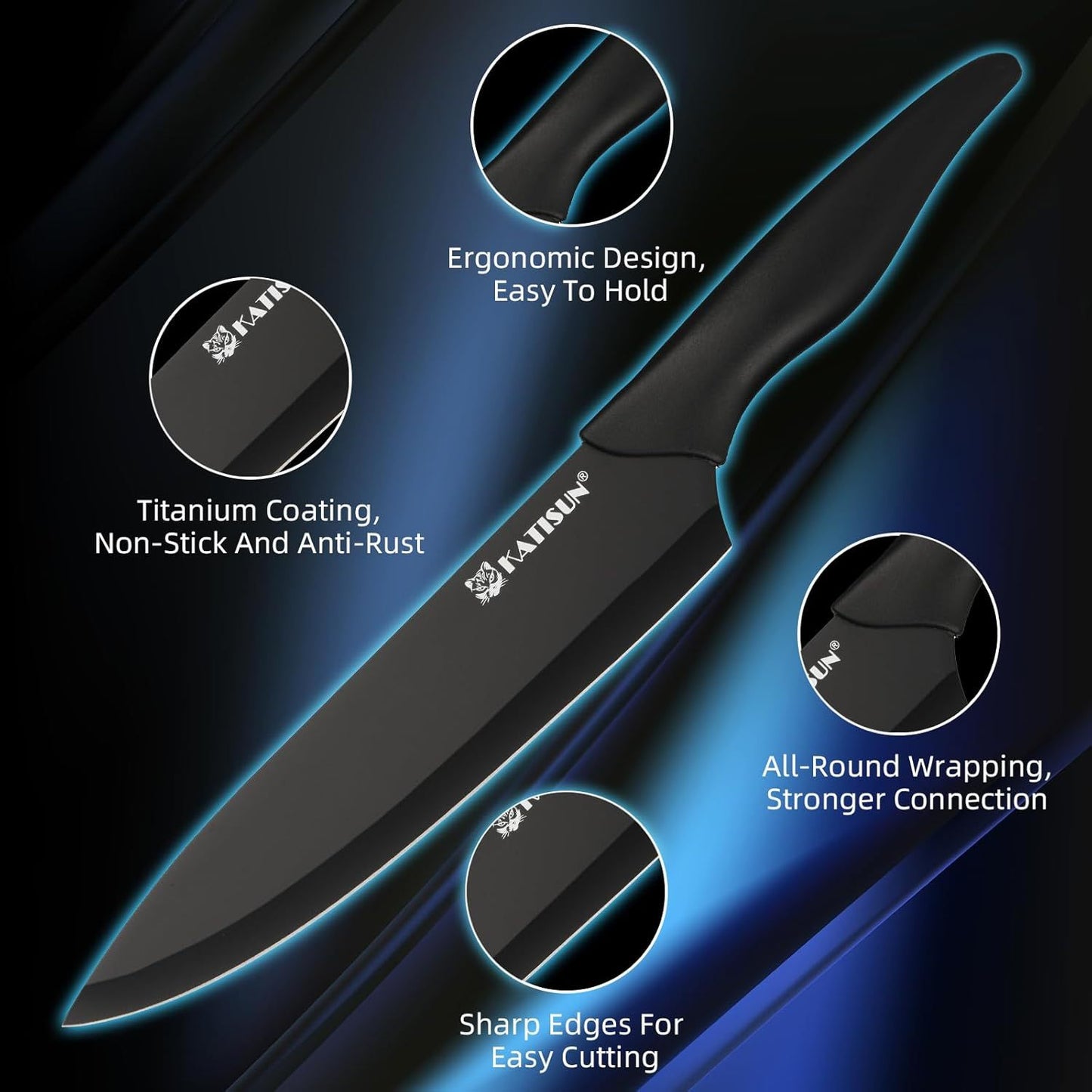 Clovoshop 16-Piece German Stainless Steel Knife Set with Cutting Board