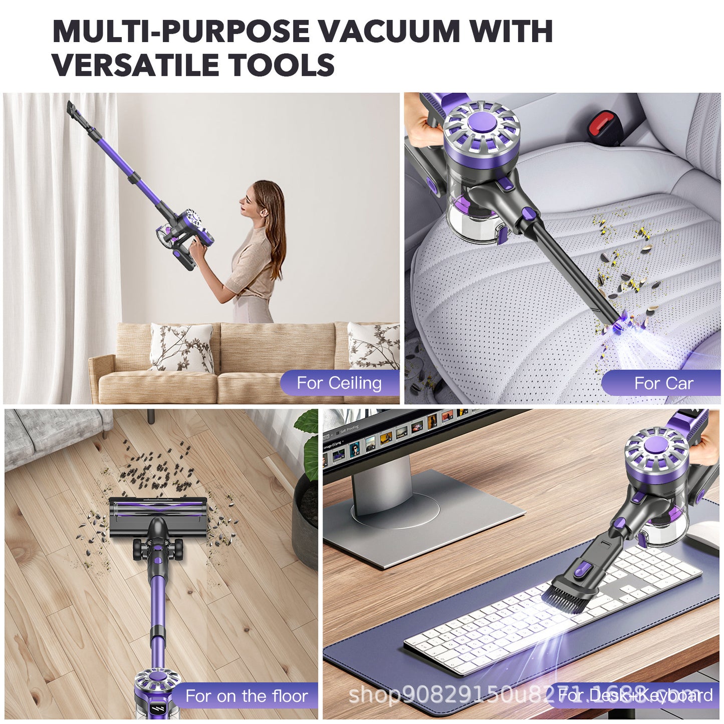 Clovoshop Household Small Portable Telescopic Vacuum Cleaner – 150W, Purple