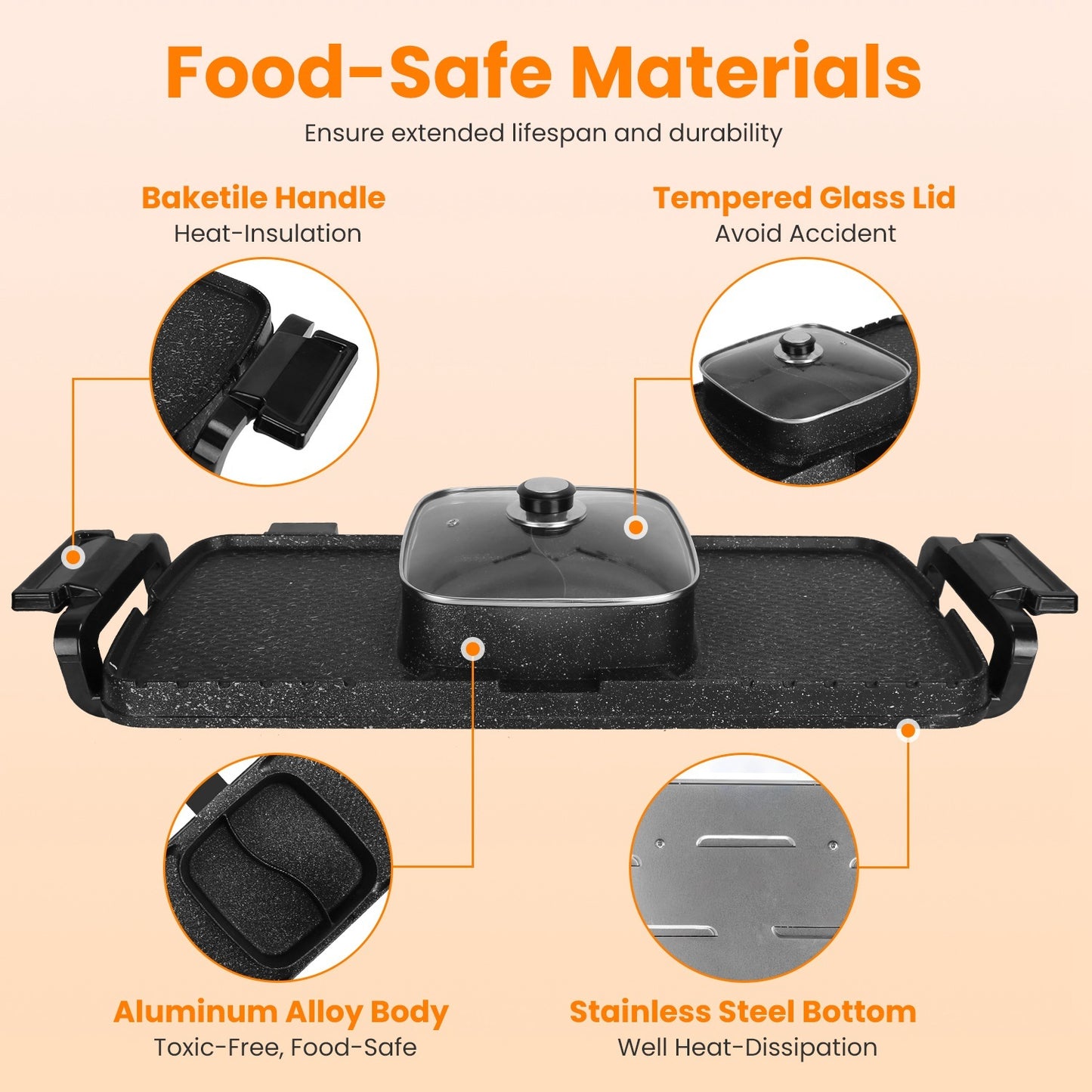 Clovoshop 2 In 1 Electric Hot Pot With Grill – Smokeless & Non-Stick BBQ