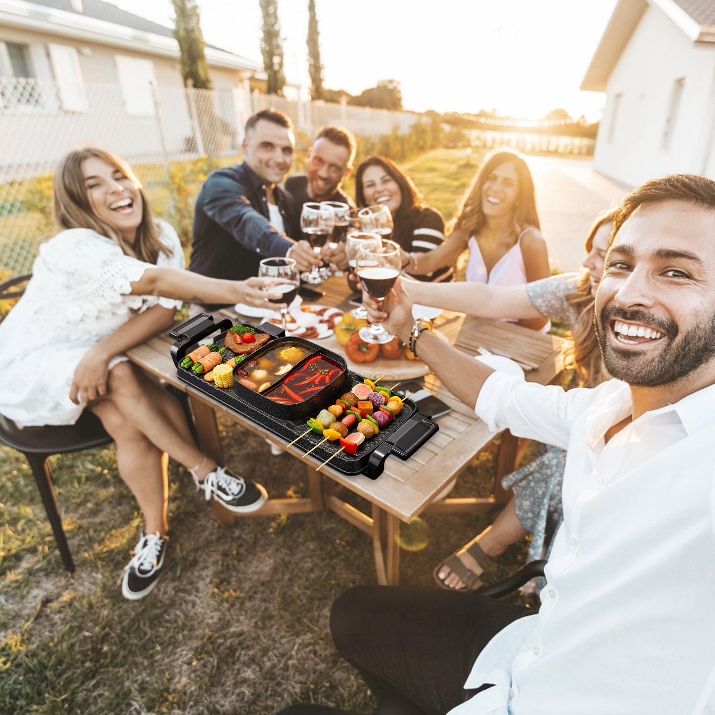 Clovoshop 2 In 1 Electric Hot Pot With Grill – Smokeless & Non-Stick BBQ