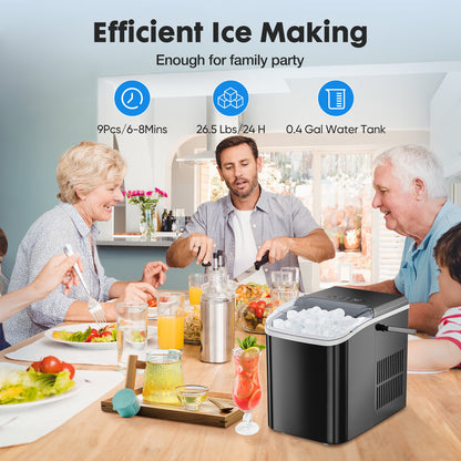 Clovoshop Portable Ice Maker – Bullet Ice in 9 Minutes, Self-Cleaning