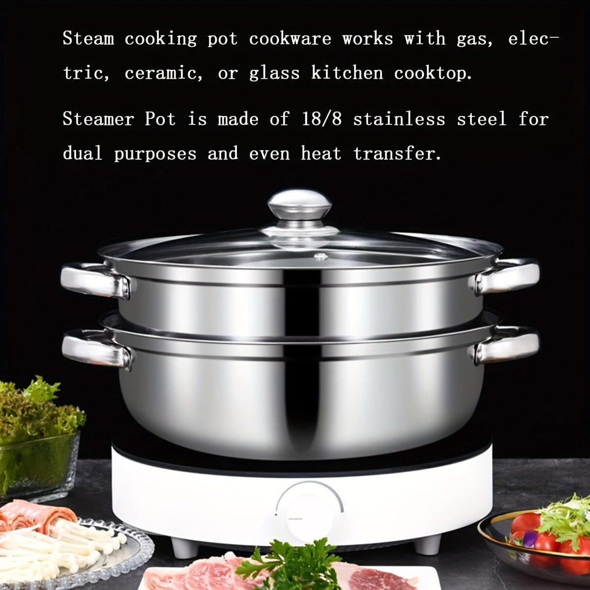 Clovoshop Stainless Steel Steamer Set – Double-Layer, Induction & Gas