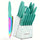 Clovoshop 14-Piece Rainbow Titanium Coated Kitchen Knife Set