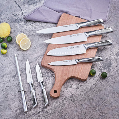 Clovoshop 15-Piece Kitchen Knife Set with Block & Chef Knives