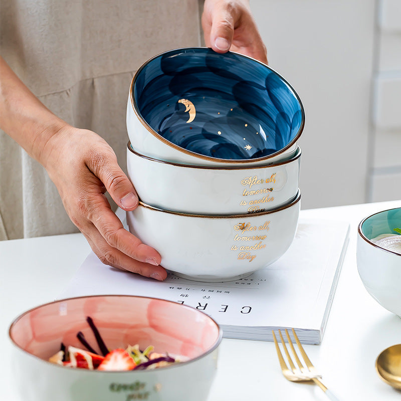 Clovoshop Ceramic Breakfast Salad Bowl – Cute Nordic Star Design