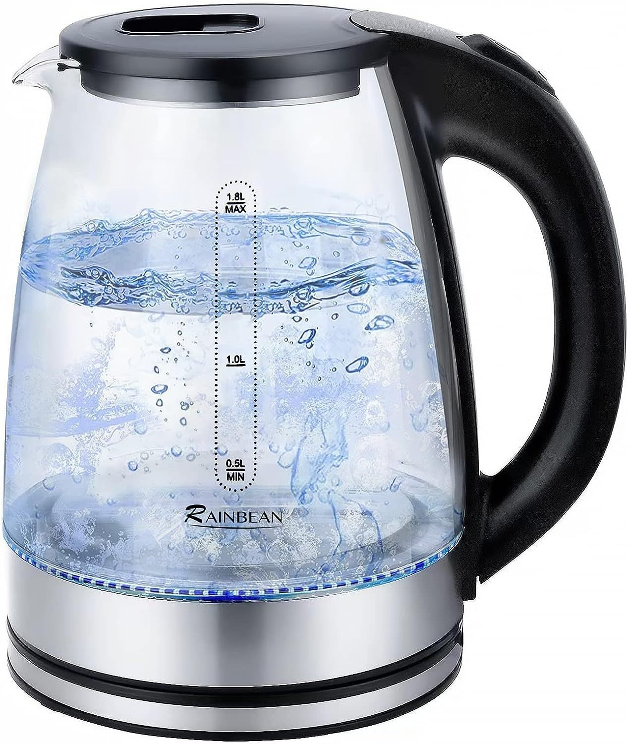 Clovoshop 1.8L Electric Kettle – Glass Black with LED Light & Auto Shut-Off