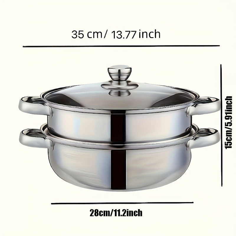 Clovoshop Stainless Steel Steamer Set – Double-Layer, Induction & Gas