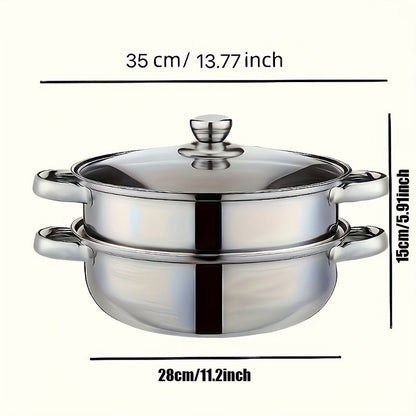 Clovoshop Stainless Steel Steamer Set – Double-Layer, Induction & Gas